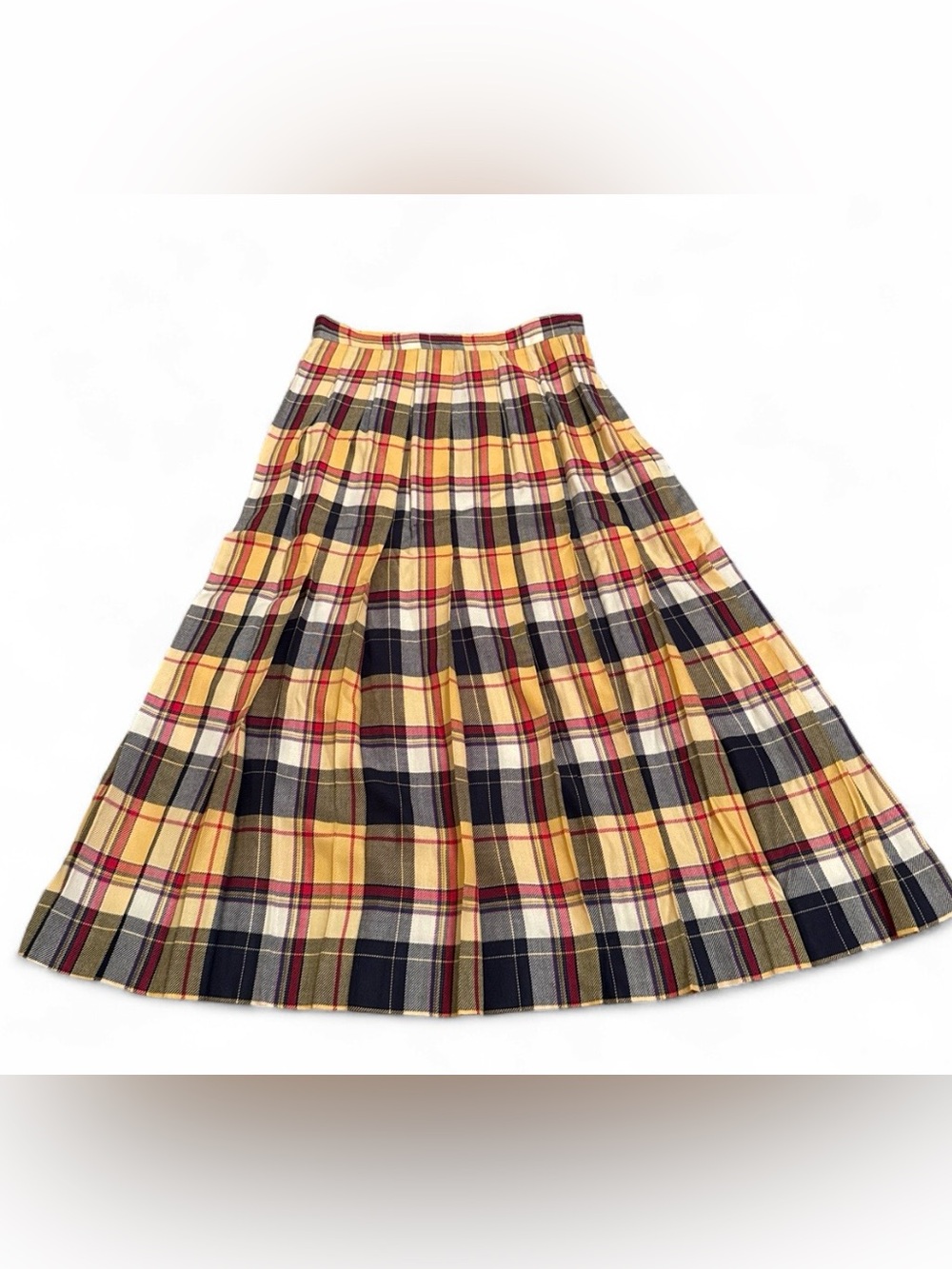 Vintage 90s Talbots pleated plaid midi skirt